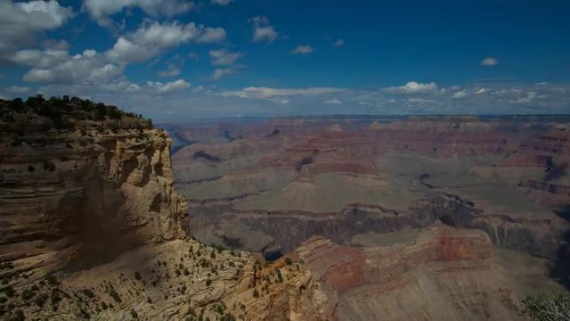 A view from the rim of the Grand Canyon at evening